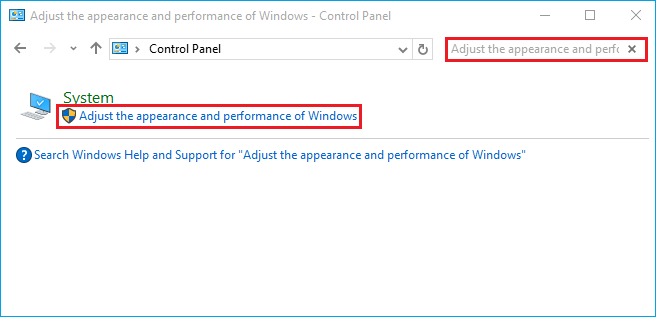 open performance options panel