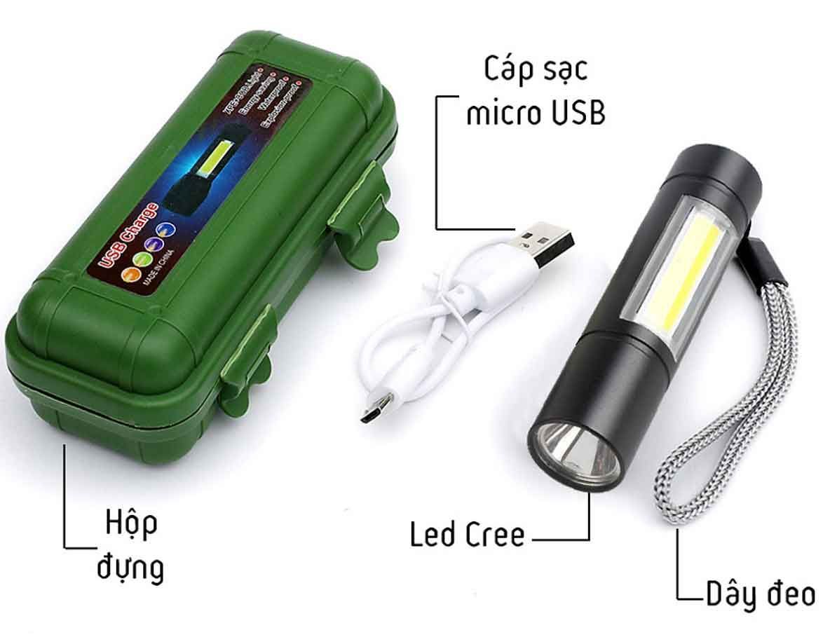 Đèn Pin nhỏ mini siêu sáng sạc điện