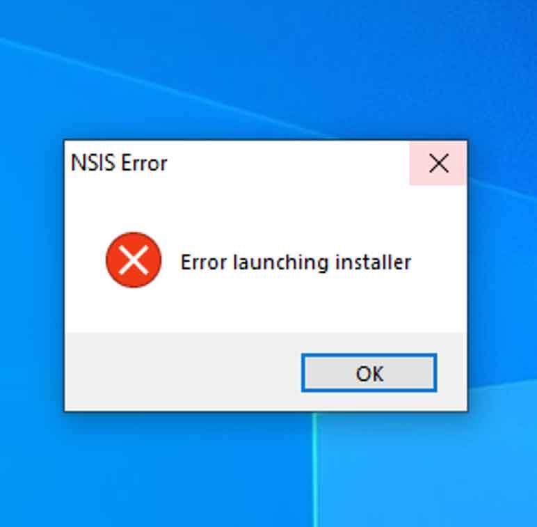 Nsis error launching installer